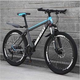 HCMNME Mountain Bike HCMNME Mountain Bikes, 24 inch mountain bike variable speed cross-country shock-absorbing bicycle light road racing 40 cutter wheels Alloy frame with Disc Brakes (Color : Black blue, Size : 24 speed)