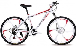 HCMNME Mountain Bike HCMNME Mountain Bikes, 26 inch mountain bike adult male and female variable speed bicycle six cutter wheels Alloy frame with Disc Brakes (Color : White Red, Size : 24 speed)
