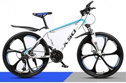 HCMNME Mountain Bike HCMNME Mountain Bikes, 26 inch mountain bike adult men and women variable speed light road racing six cutter wheels Alloy frame with Disc Brakes (Color : White blue, Size : 21 speed)