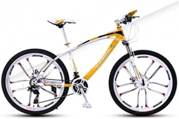 HCMNME Mountain Bike HCMNME Mountain Bikes, 26 inch mountain bike adult variable speed damping bicycle double disc brake ten-wheel bicycle Alloy frame with Disc Brakes (Color : White yellow, Size : 30 speed)