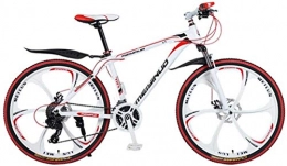 HCMNME Mountain Bike HCMNME Mountain Bikes, 26 inch mountain bike bicycle male and female variable speed city aluminum alloy six-cutter wheel Alloy frame with Disc Brakes (Color : White Red, Size : 21 speed)
