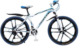 HCMNME Mountain Bike HCMNME Mountain Bikes, 26 inch mountain bike bicycle male and female variable speed urban aluminum alloy bicycle ten cutter wheels Alloy frame with Disc Brakes (Color : White blue, Size : 21 speed)
