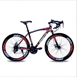 HCMNME Mountain Bike HCMNME Mountain Bikes, 26-inch road bike with variable speed bend and double disc brakes, racing bike, 60 cutter wheels Alloy frame with Disc Brakes (Color : Black red, Size : 24 speed)