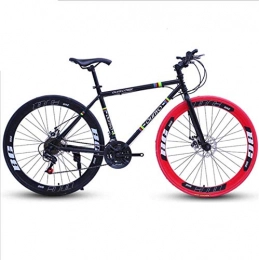 HCMNME Mountain Bike HCMNME Mountain Bikes, 26 inch variable speed dead fly bicycle dual disc brake pneumatic tire solid tire 24 speed bicycle road racing 60 knife circle black red Alloy frame with Disc Brakes