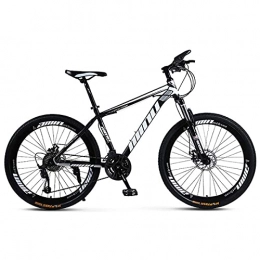 HGDM Bike HGDM High-Carbon Steel Mountain Bicycle with Front Suspension, Adult Mountain Bike, Lightweight Dual Disc Brake Mountain Bikes, Black, 26'' / 21Speed