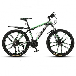 HJRBM Bike HJRBM 21-Speed Mountain Bike Bicycle， High Carbon Steel Outroad Bicycles， 26 Inch Wheels， Mechanical Disc Brakes， Suspension Fork， 10 Spoke Wheels， Black Green fengong