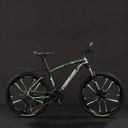 HongLianRiven Bike HongLianRiven BMX Bicycle, 24 Inch 21 / 24 / 27 / 30 Speed Mountain Bikes, Hard Tail Mountain Bicycle, Lightweight Bicycle With Adjustable Seat, Double Disc Brake 7-2 (Color : Black green, Size : 27 Speed)