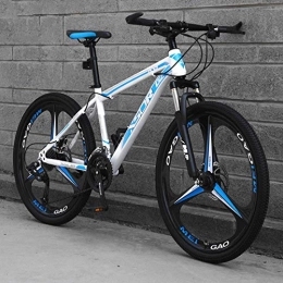 HUADUO Bike HUADUO 26 inch adult mountain bike summer travel outdoor bike double shock disc brakes lightweight aluminum full suspension frame, variable speed bike 21 / 24 / 27 speed-Blue 3 cutter wheel_21 speed