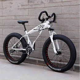 HUAQINEI Mountain Bike HUAQINEI Mountain Bikes, 26 inch snow bike super wide tire variable speed 4.0 snow bike mountain bike butterfly handle Alloy frame with Disc Brakes (Color : White black, Size : 21 speed)