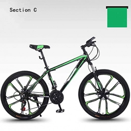 HWOEK Bike HWOEK Adults Mountain Bike, Heavy-Duty Shock-Absorbing Front Fork 26 Inch Ultra Light Speed Bicycle Aluminum Alloy Frame 24 / 27 / 30 Speed Double Disc Brake, Green, A 24 speed