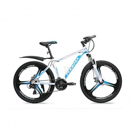 Hxx Bike Hxx Mountain Bike, 26"Foldable Aluminum Alloy Frame Unisex Off Road Bicycle 24 Speed Fully Suspended Double Disc Brake Bicycle with Front And Rear Fenders, Whiteblue