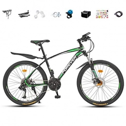 JACK'S CAT Bike JACK'S CAT City Mountain Bicycle, Dual Disc Brake Mountain Bike Streamlined Carbon Steel Frame, Adult Men's and Women MTB, Green, 24in 21 speed