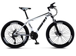 JFSKD Bike JFSKD Mountain Bike 26" inch steel frame, 21 24 27 30 speed fully adjustable rear shock unit front suspension forks Shock Absorption Mountain Bicycle, white black spoke wheel, 30