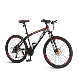 JHKGY Mountain Bike JHKGY 27 Speed 26 Inch Mountain Bike, Full Suspension Disc Brake Outdoor Bikes, Double Disc Brake Full Suspension Fork, High Carbon Steel, for Men Women, Red