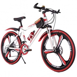 JLFSDB Bike JLFSDB Mountain Bike, 26 Inch Wheel Men / Women Bicycles, Carbon Steel Frame, Double Disc Brake Front Suspension (Color : White+Red, Size : 21 Speed)