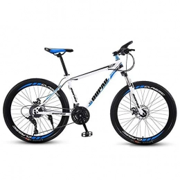 JLFSDB Bike JLFSDB Mountain Bike, Carbon Steel Frame Hardtail Mountain Bicycles, Double Disc Brake And Front Fork, 26 Inch Spoke Wheel (Color : White+Blue, Size : 21-speed)