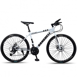 JLFSDB Bike JLFSDB Mountain Bike Mountain Bicycles 26" Inch MTB Bike 21 / 24 / 27 / 30 Speed Lightweight Carbon Steel Frame Dual Suspension Disc Brake (Color : White, Size : 30speed)