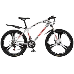 Kays Bike Kays 26 Inch Mountain Bikes, 21 / 24 / 27-Speed Suspension Fork MTB, High-Tensile Carbon Steel Frame Mountain Bicycle With Dual Disc Brake For Men And Women(Size:21 Speed, Color:White)