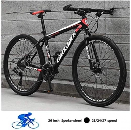 KEMANDUO Bike KEMANDUO 26 inch mountain bike, black and red London double disc banners bicycle disc brake bis bicycles, bicycle adjustable seat slip, 21 speed