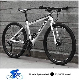 KEMANDUO Bike KEMANDUO 26 inch mountain bike, black and white double disc bis bicycle disc brake London banner bicycle, the bicycle adjustable seat slip, 24 speed