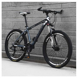KXDLR Bike KXDLR 26 Inch Mountain Bike, High-Carbon Steel Frame, Double Disc Brake And Suspensions, 27 Speeds, Unisex, Gray