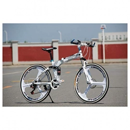 KXDLR Mountain Bike KXDLR Mountain Bike 26 Inches 3 Spoke Wheels Full Suspension Folding Bike 21-30 Speeds MTB Bicycle with Dual Disc Brakes, White, 30 Speed