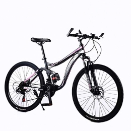 laonie Bike laonie Mountain Bike Variable Speed Bicycle 24 / 26 inch Adult Bike Male and Female Students Bicycle Double Disc Brake Mountain Bike-Black-Pink_24 inch