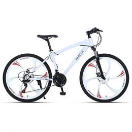 LHQ-HQ Bike LHQ-HQ Mountain Bike, 26" Wheel, 27 Speed, Fork Suspension, Disc Brake, High-Carbon Steel Frame, Suitable for Girl Adult Teens Student, White