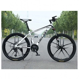 LHQ-HQ Bike LHQ-HQ Outdoor sports MTB Front Suspension 30 Speed Gears Mountain Bike 26" 10 Spoke Wheel with Dual Oil Brakes And HighCarbon Steel Frame, White