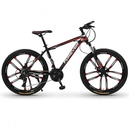 LZHi1 Bike LZHi1 26 Inch 24 Speed Adult Mountain Bike For Men And Women, Suspension Fork Mountain Trail Bikes, Carbon Steel Frame Urban Commuter City Bicycle With Double Disc Brake(Color:Black red)