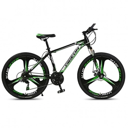 LZHi1 Bike LZHi1 26 Inch 27 Speed Suspension Fork Men Mountain Bike, Dual Disc Brake Mountan Bicycle With Soft Seat Saddle, High Carbon Steel City Commuter Road Bike(Color:Black green)