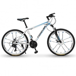 LZHi1 Bike LZHi1 26 Inch Adult Mountain Bike With Suspension Fork, 24 Speed Mountain Trail Bikes With Double Disc Brake, Carbon Steel Frame City Road Bicycle For Women And Men(Color:White blue)