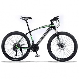 LZHi1 Bike LZHi1 26 Inch Men Mountain Bike With Lockable Suspension Fork, Dual Disc Brakes Mountain Trail Bicycle, 27 Speed Road Bike Urban Street Bicycle With Adjustable Seat(Color:Black green)