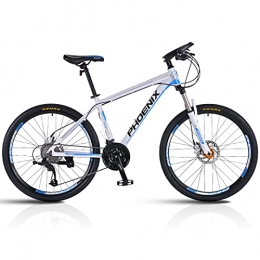 LZHi1 Bike LZHi1 26 Inch Suspension Fork Mountain Bike For Women And Men, 27 Speed Outroad Mountain Bicycle With Dual Disc Brakes, Adult Mountain Bike Commuter Bike With Adjustable Seat(Color:White blue)