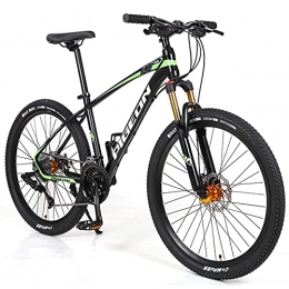 LZHi1 Bike LZHi1 27 Speed Men Mountain Bike With Suspension Fork, 26 Inch Mountain Trail Bicycle Outroad Bikes With Dual Disc Brakes, Aluminum Alloy Frame Urban Commuter City Bicycle(Color:Black green)