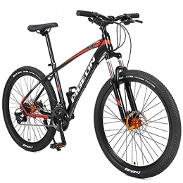 LZHi1 Bike LZHi1 27 Speed Men Mountain Bike With Suspension Fork, 26 Inch Mountain Trail Bicycle Outroad Bikes With Dual Disc Brakes, Aluminum Alloy Frame Urban Commuter City Bicycle(Color:Black red)