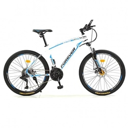 LZHi1 Bike LZHi1 Mountain Bike 26 Inch For Men And Women, 30 Speed Adult Mountain Trail Bike With Lockable Suspension Fork, Carbon Steel Frame City Road Bicycle With Dual Disc Brake(Color:White blue)