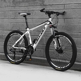 LZHi1 Bike LZHi1 Mountain Bike 26 Inch Wheels, 27 Speed Dual Suspension Disc Brakes Adult Trail Bicycle, Carbon Steel Frame City Road Bikes For Men And Women(Color:White black)