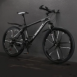 LZHi1 Bike LZHi1 Mountain Bikes 26 Inch Wheels, 30 Speed Aluminum Alloy Frame Adult Mountain Trail Bicycles, Front Suspension Double Disc Brake City Road Bikes(Color:Black white)