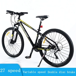 HUWAI Bike Mens / Womens Hybrid Road Bike, 27" 24-Speed Mountain Bike for Adult, Lightweight Aluminum Full Suspension Frame, Suspension Fork, Double Disc Brake, Yellow