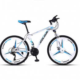 BNMKL Bike Mountain Bike 27 / 30 Speed 3 Cutter Wheels 26 Inch Wheels Suspension Fork with Locking MTB, Aluminum Alloy Hardtail Mountain Bicycle, White Blue, 26 Inch 30 Speed