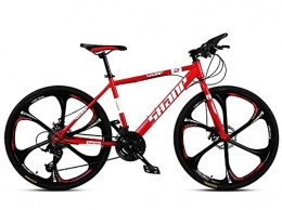 T-NJGZother Mountain Bike Mountain Bike, Adult Men, Women, Road Racing, Students Teen, Go To Work-Six-Knife Version [Red]_24 Speed (Default 26 Inch)，Dual Suspension Bicycle