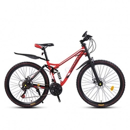 Tochange Bike Mountain Bike Bicycle, 26 Inch High Carbon Steel Off-Road Bike, Full Suspension Bikes, Dual Disc Brake Men's Womens Soft Tail Mountain Bike, red 27 Speed