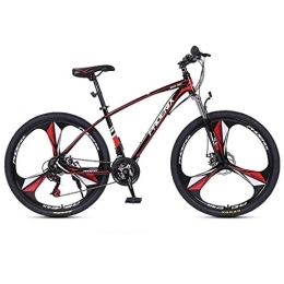 Dsrgwe Mountain Bike Mountain Bike, Carbon Steel Frame Hardtail Bicycles, Dual Disc Brake and Front Suspension, 26inch, 27.5inch Wheel (Color : Black+Red, Size : 27.5inch)