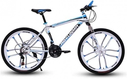 HCMNME Mountain Bike Mountain Bikes, 24 inch mountain bike bicycle men and women lightweight dual disc brakes variable speed bicycle ten cutter wheels Alloy frame with Disc Brakes ( Color : White blue , Size : 24 speed )