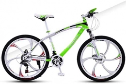 HCMNME Mountain Bike Mountain Bikes, 26 inch mountain bike adult variable speed shock absorber bicycle dual disc brake six blade wheel bicycle Alloy frame with Disc Brakes ( Color : White and green , Size : 30 speed )