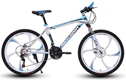 HCMNME Mountain Bike Mountain Bikes, 26 inch mountain bike bicycle men and women lightweight dual disc brakes variable speed bicycle six blade wheels Alloy frame with Disc Brakes ( Color : White blue , Size : 24 speed )