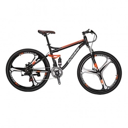 EUROBIKE Mountain Bike Mountain Bikes S7 27.5inches 21Speeds 3-Spokes Dual Disc Brake Full Suspension Mountain Bike MTB BlackOrange