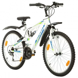 Multibrand Distribution Mountain Bike Multibrand, PROBIKE SPEED 24, 24 inch, 330mm, FSP Mountain Bike, 18 speed, Unisex, Mudgard Set, White Matt (White)