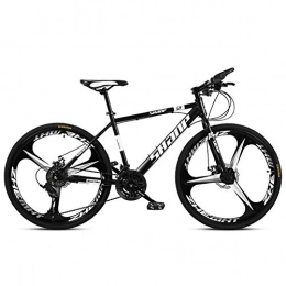 NENGGE Bike NENGGE 24 Inch Mountain Bikes, Dual Disc Brake Hardtail Mountain Bike, Mens Women High-carbon Steel All Terrain Alpine Bicycle, 21 Speed, Black 3 Spoke